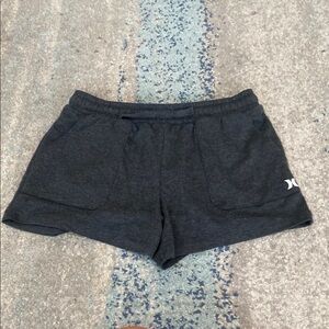 Hurley Black Athletic Shorts Relaxed Fit Elastic Waistband